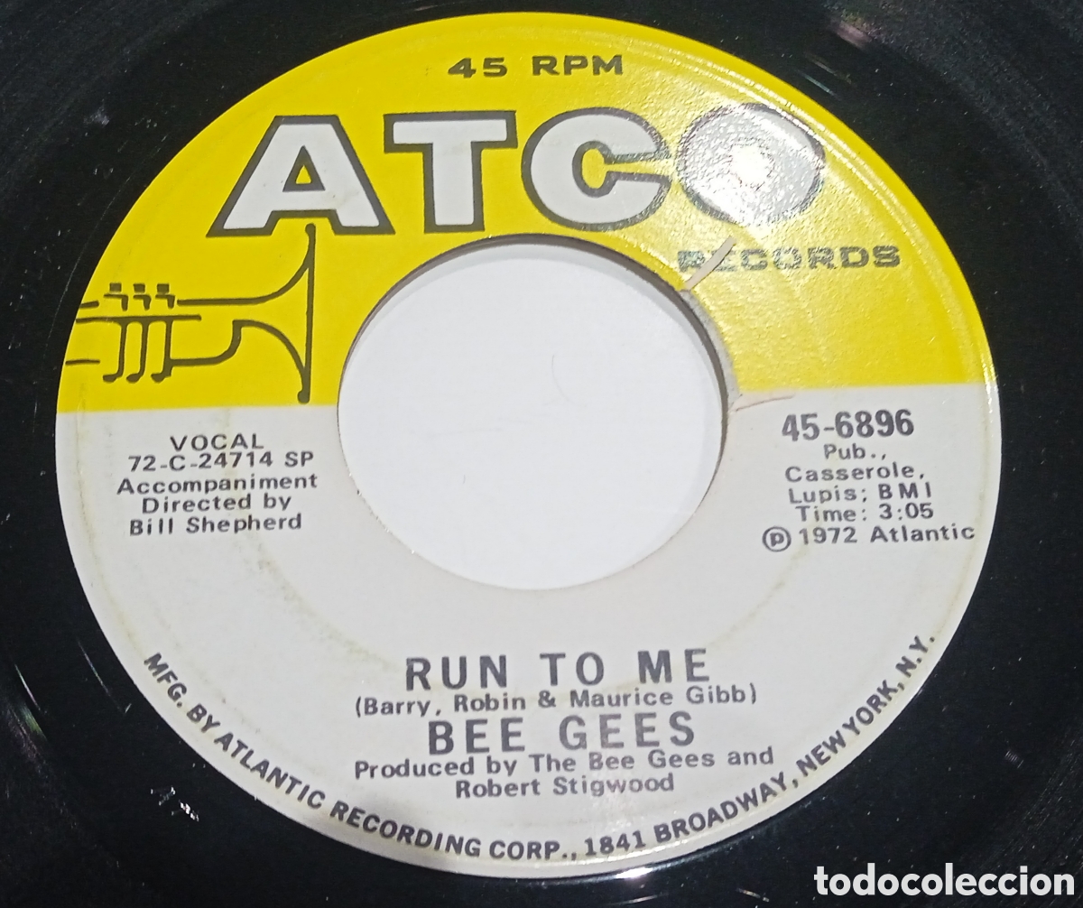 Discos de vinilo: BEE GEES - Run to me (1972) single - Foto 1