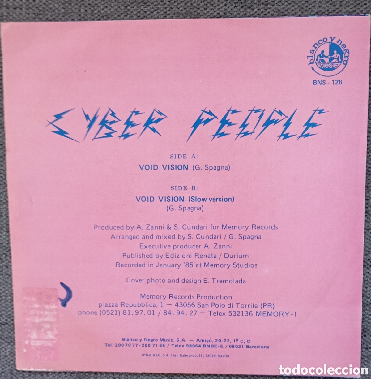 Discos de vinilo: Cyber People. Void Vision/ Void Vision ( Slow Version). Single 7&rdquo; Promo, a&ntilde;o 1985. - Foto 2