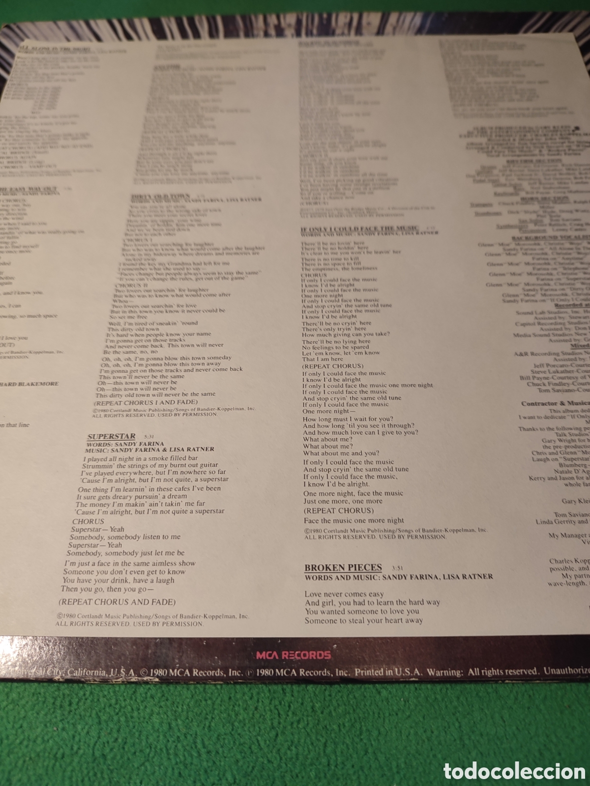 Discos de vinilo: Sandy Farina - All Alone in the night - Foto 2