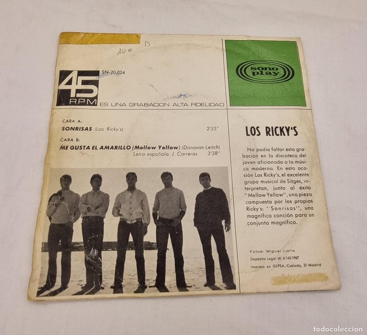 Discos de vinilo: Single Vinilo Los Rickys, Sonrisas 1967. - Foto 2