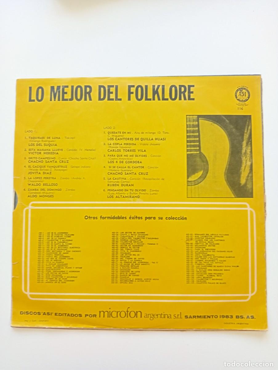 Discos de vinilo: Various - Lo Mejor Del Folklore (LP, Comp) a&ntilde;o ?? raro - Foto 2