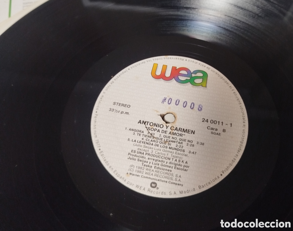 Discos de vinilo: Antonio y Carmen - Sopa de Amor - Foto 4