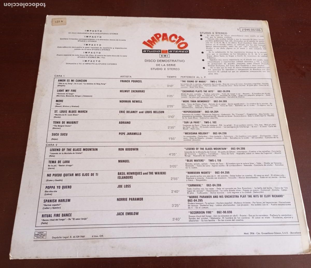 Discos de vinilo: IMPACTO - LIGHT MY FIRE - LP - 1969 - ODEON - Foto 2