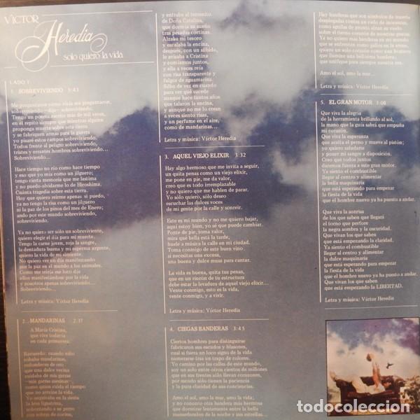Discos de vinilo: V&iacute;ctor Heredia &ndash; Solo Quiero la Vida - Gatefold - Foto 3