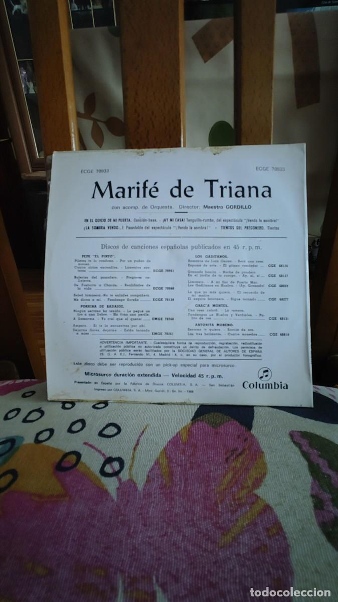 Discos de vinilo: MARIFE DE TRIANA-EP EN EL QUICIO DE MI PUERTA +3 - Foto 2