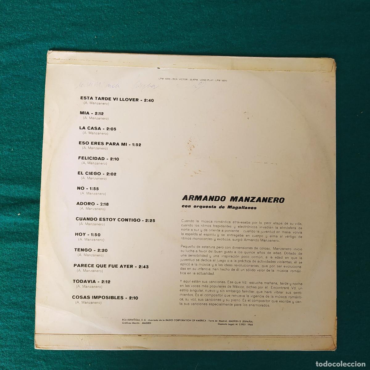 Discos de vinilo: Armando Manzanero &ndash; Y Sus Canciones - Foto 2