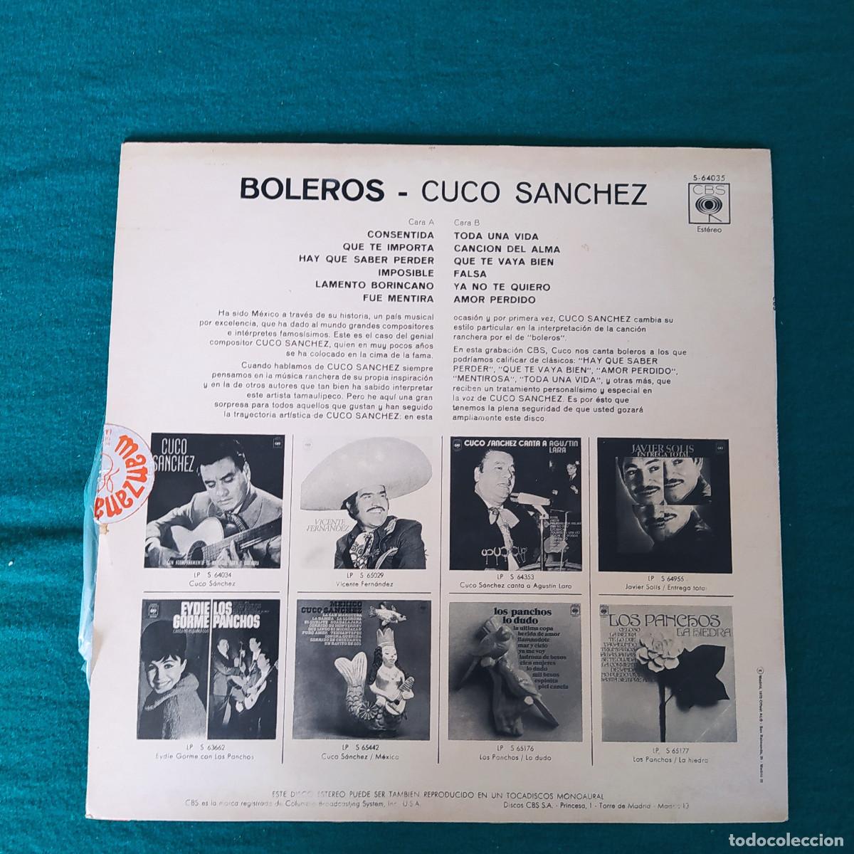 Discos de vinilo: Cuco Sanchez &ndash; Boleros - Foto 2