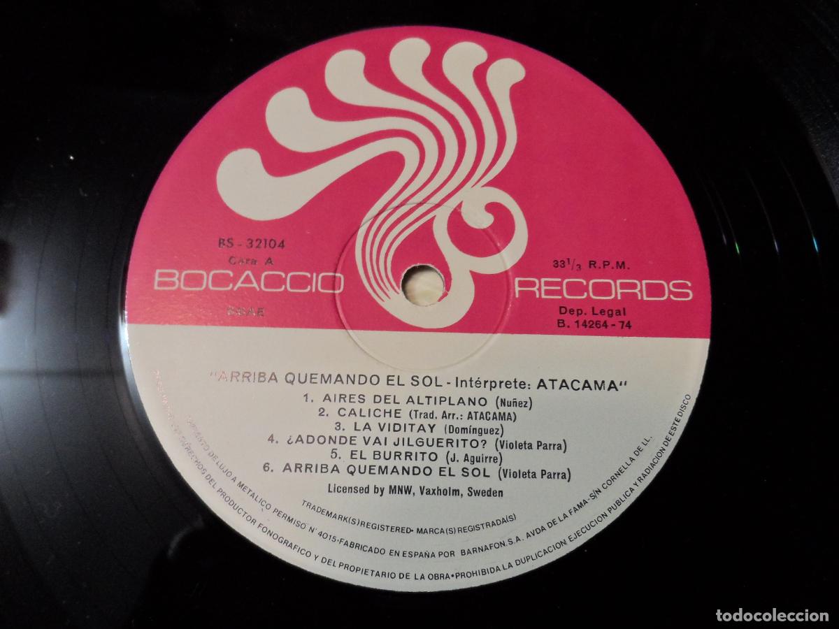 Discos de vinilo: ATACAMA - ARRIBA QUEMANDO EL SOL (SPAIN 1974) - Foto 3