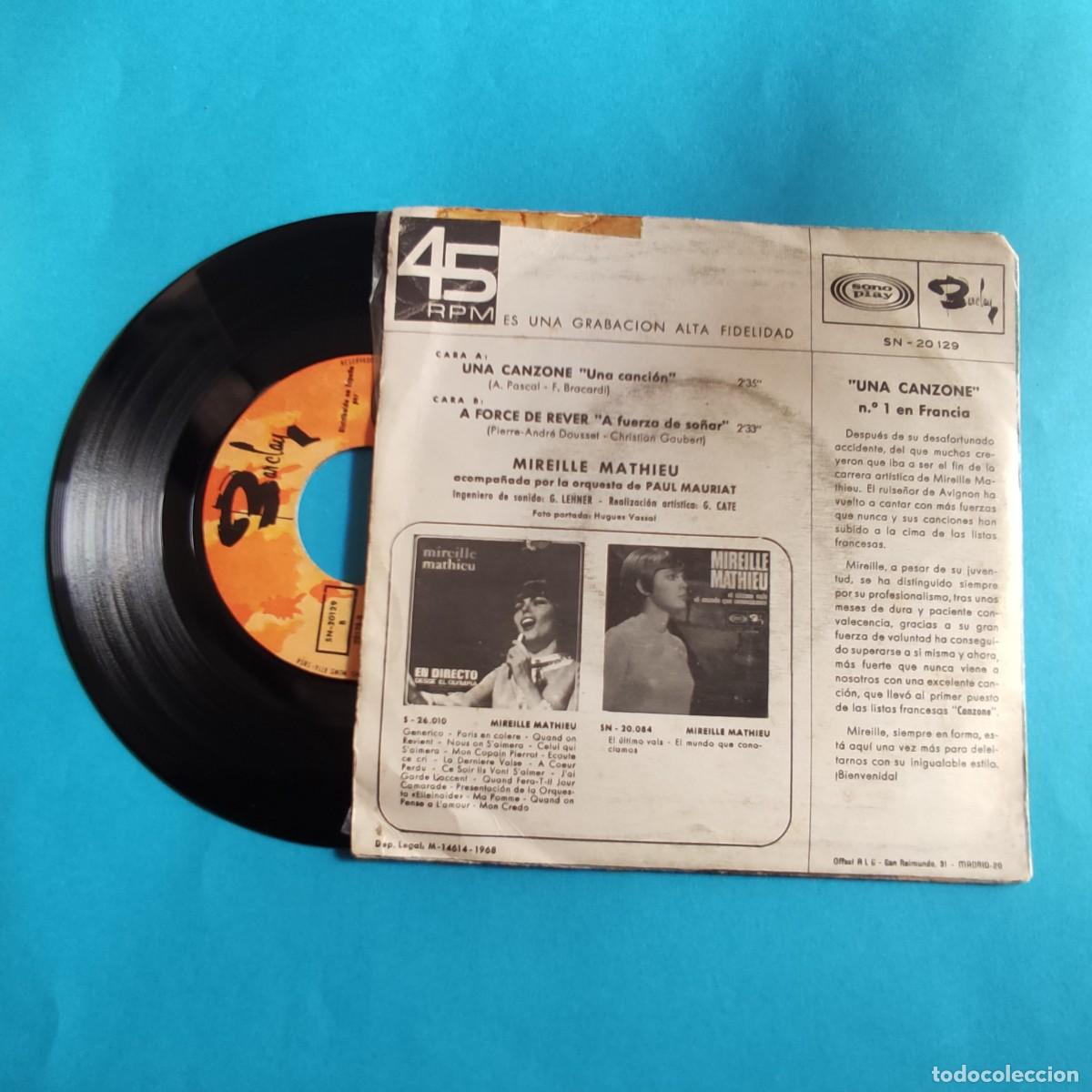 Discos de vinilo: MIREILLE MATHIEU - L&acute;AMOUR EST PASSE ** SINGLE * JUANI - Foto 2