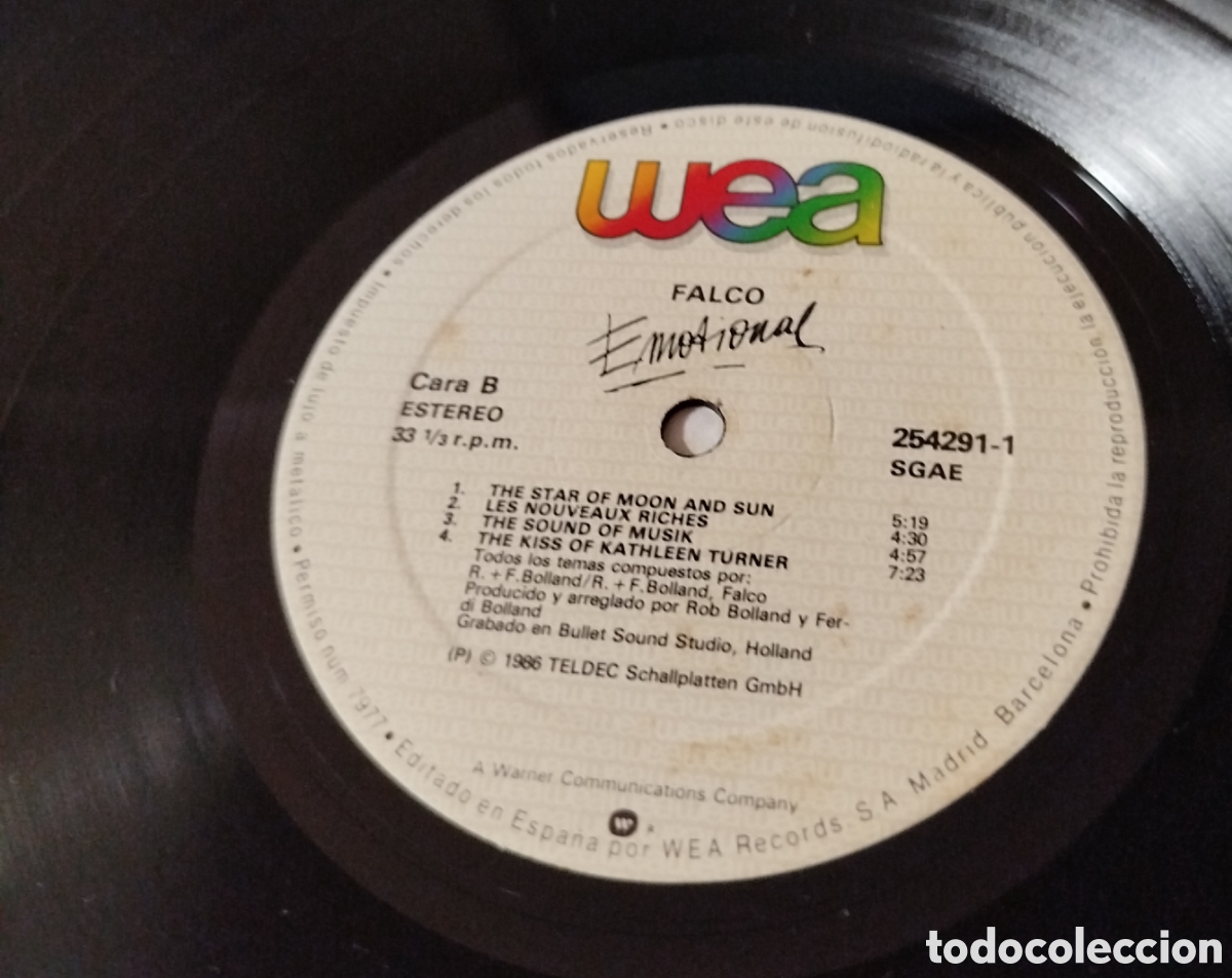 Discos de vinilo: Falco - Emotional. Edici&oacute;n espa&ntilde;ola - Foto 3