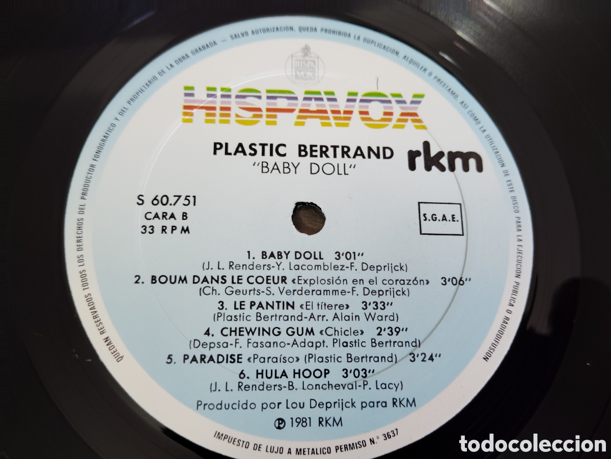 Discos de vinilo: PLASTIC BERTRAND - BABY DOLL , 1981 ESPA&Ntilde;A. - Foto 4