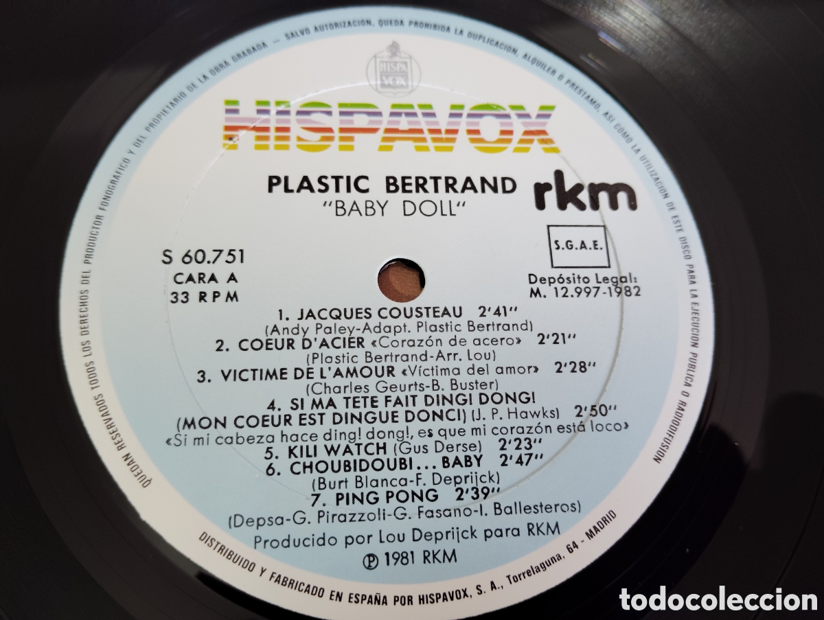 Discos de vinilo: PLASTIC BERTRAND - BABY DOLL , 1981 ESPA&Ntilde;A. - Foto 5
