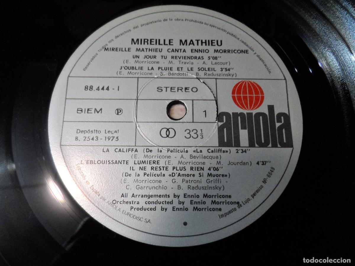 Discos de vinilo: MIREILLE MATHIEU - ENNIO MORRICONE (SPAIN 1975) - Foto 4