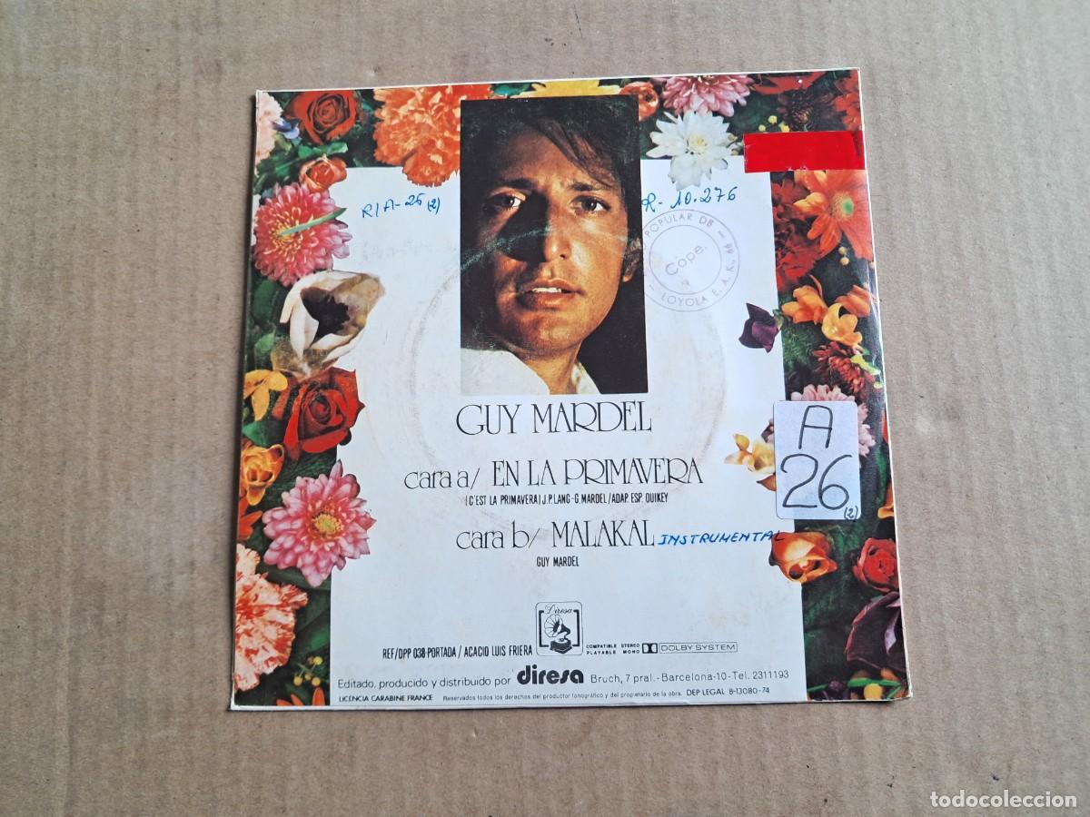 Discos de vinilo: GUY MARDEL - EN LA PRIMAVERA SINGLE 1974 EDICION ESPA&Ntilde;OLA - Foto 3