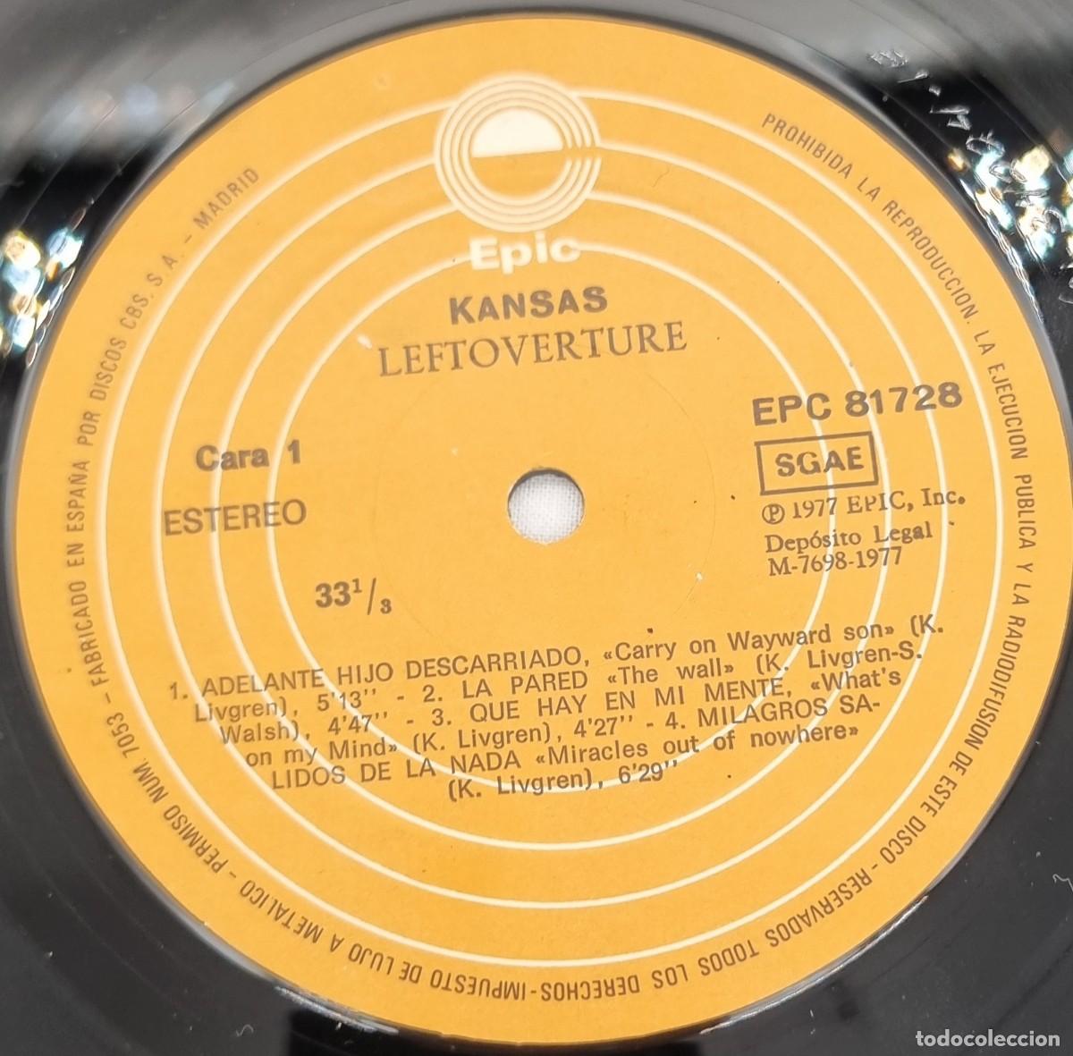 Discos de vinilo: LP Vinilo Kansas, Leftoverture - Foto 5