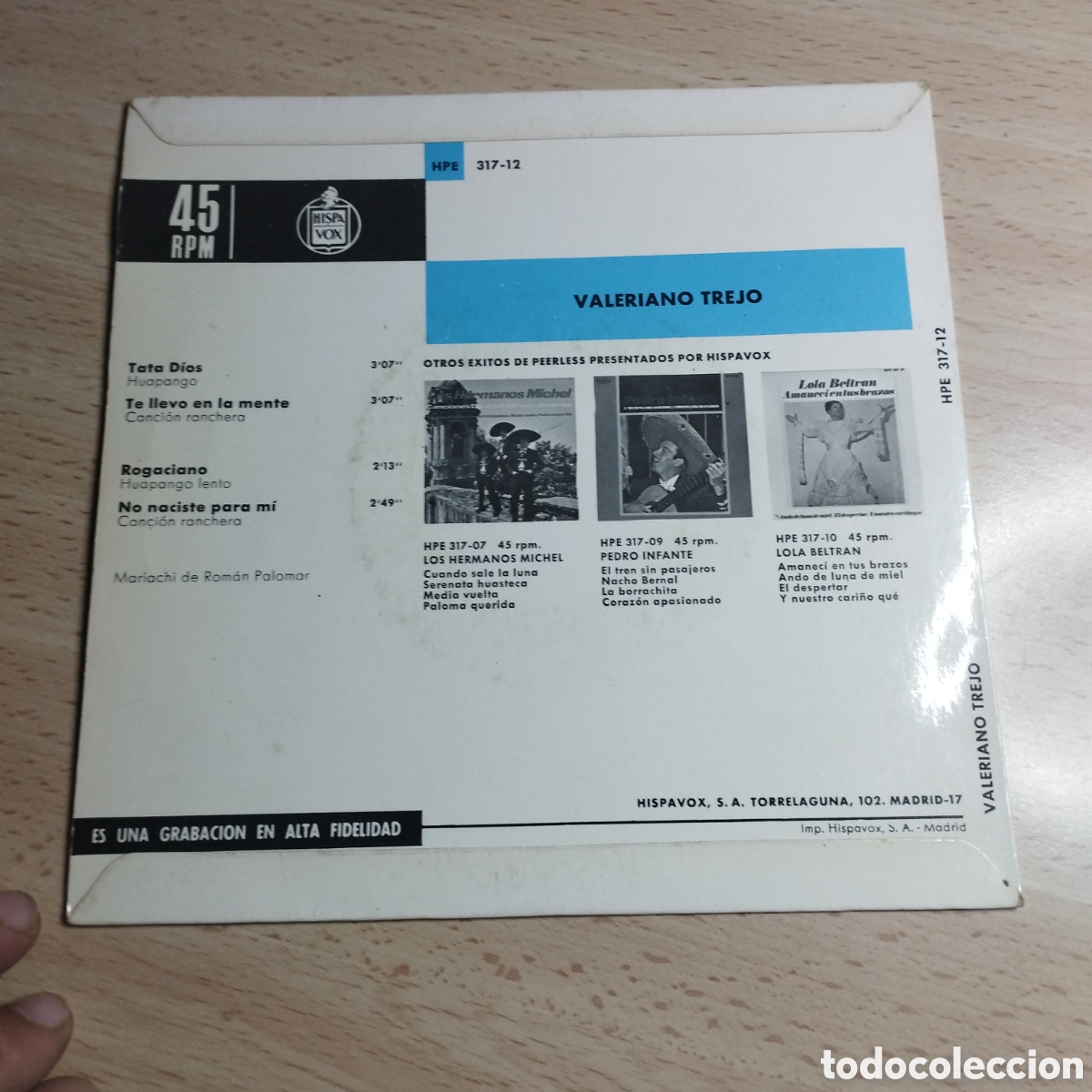 Discos de vinilo: EP. 7&rdquo;. Valeriano Trejo. 1966. Tata Dios + 3. - Foto 2