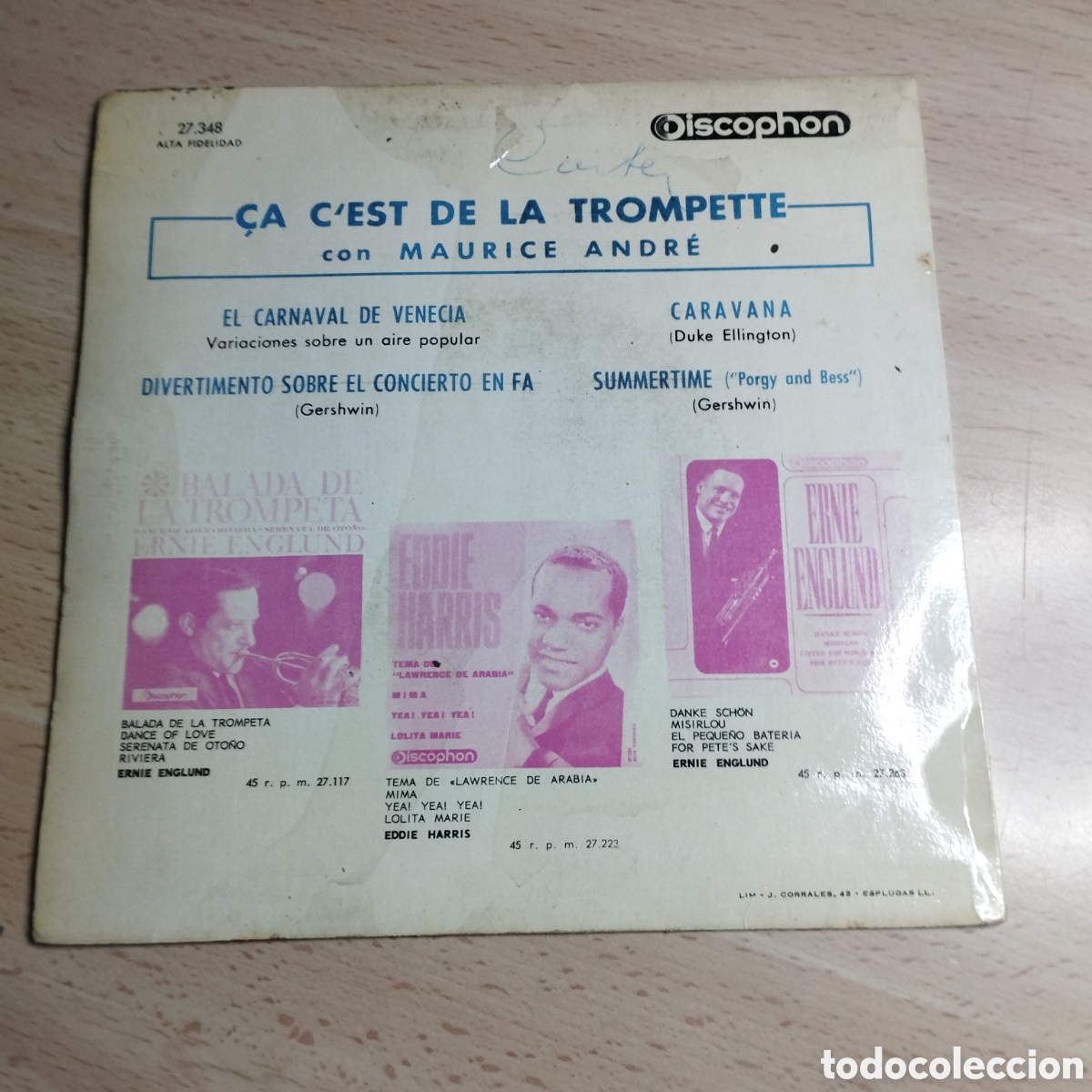 Discos de vinilo: Single 7&rdquo;. Maurice Andr&eacute;. &Ccedil;a cest de la trompette. El carnaval de Venecia + 3 - Foto 2