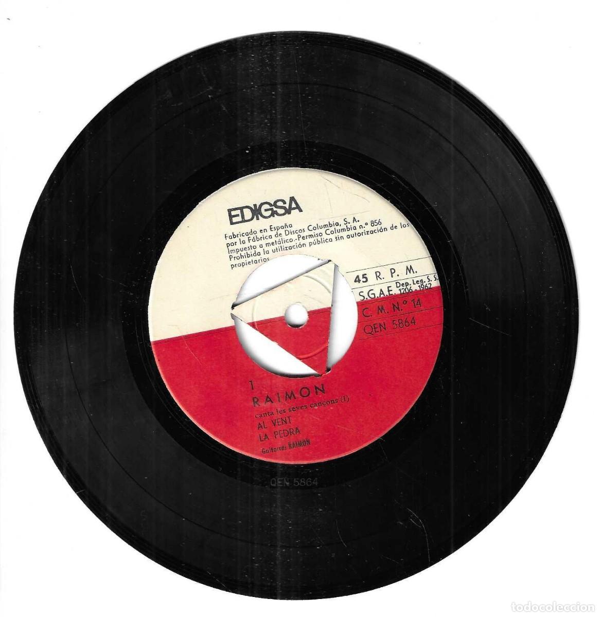 Discos de vinilo: RAIMON - AL VENT - LA PEDRA - SOM - A COPS - EDIGSA 1963 - Foto 2