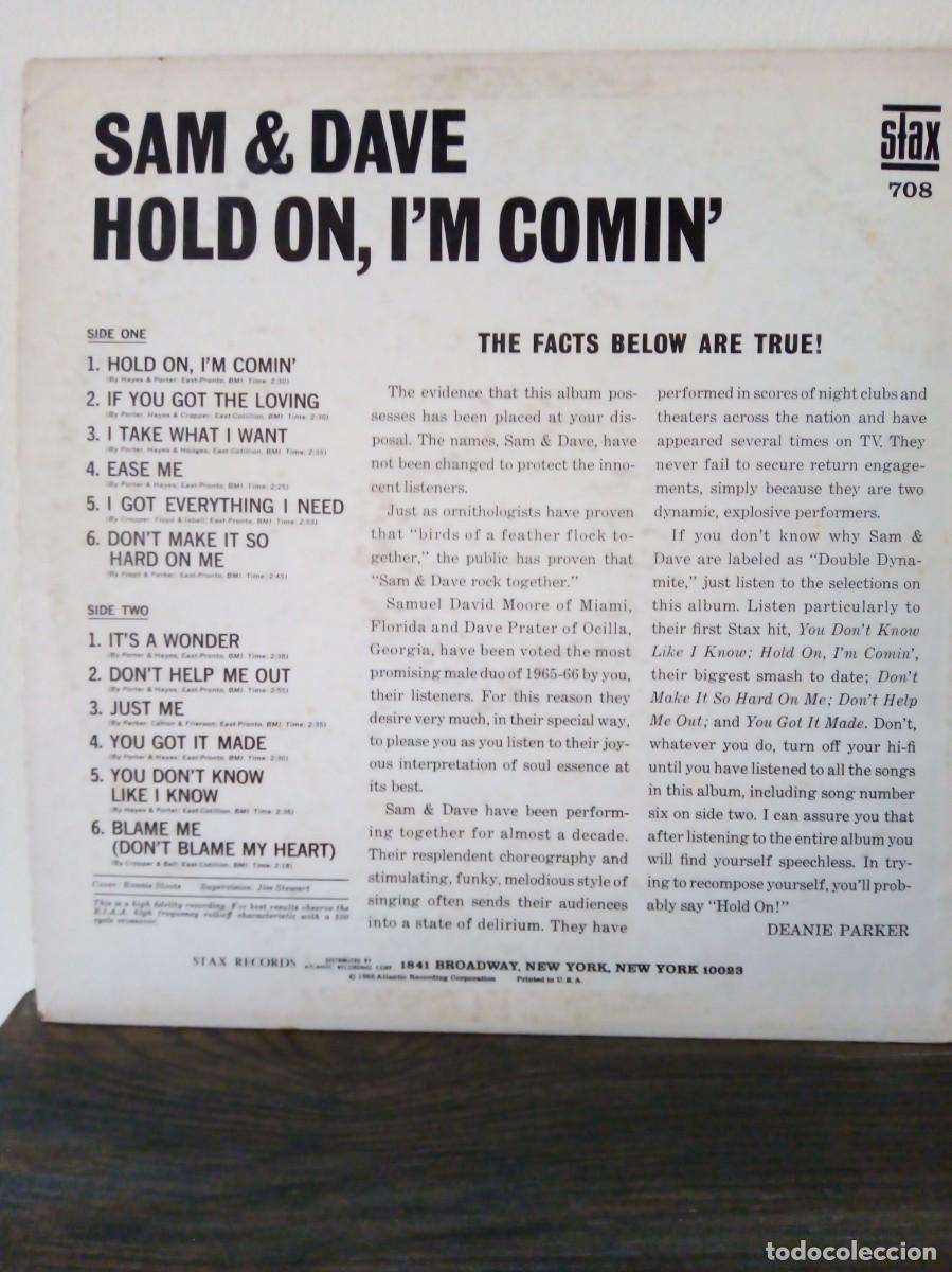 Discos de vinilo: Sam & Dave, hold on, Im comin 1966 made in USA. - Foto 2