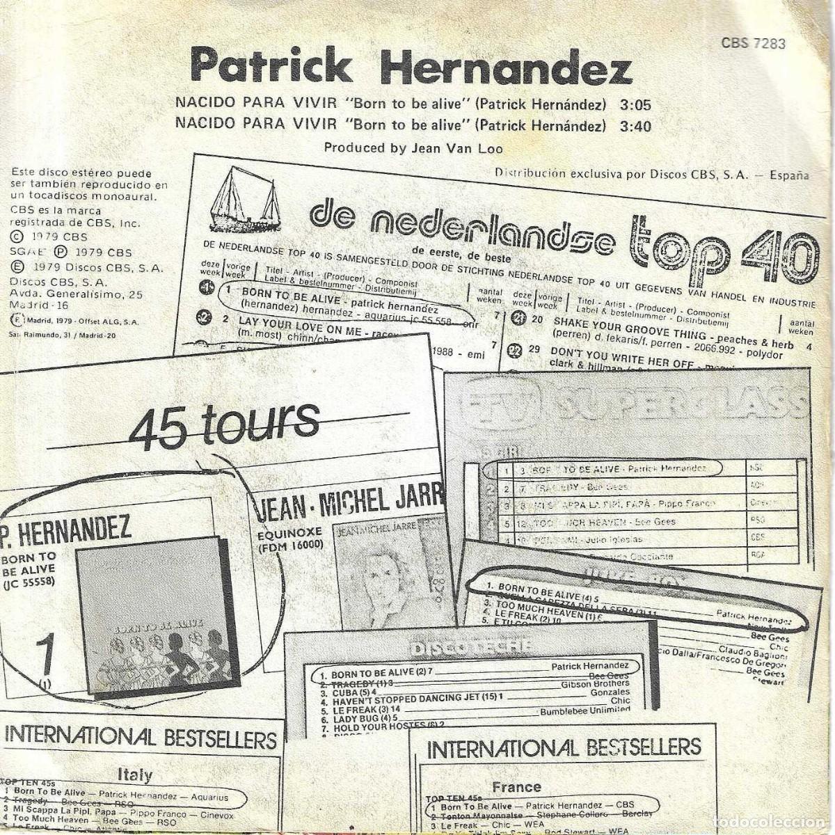 Discos de vinilo: PATRICK HERN&Aacute;NDEZ - BORN TO BE ALIVE - DISCOS CBS - 1979 - Foto 4