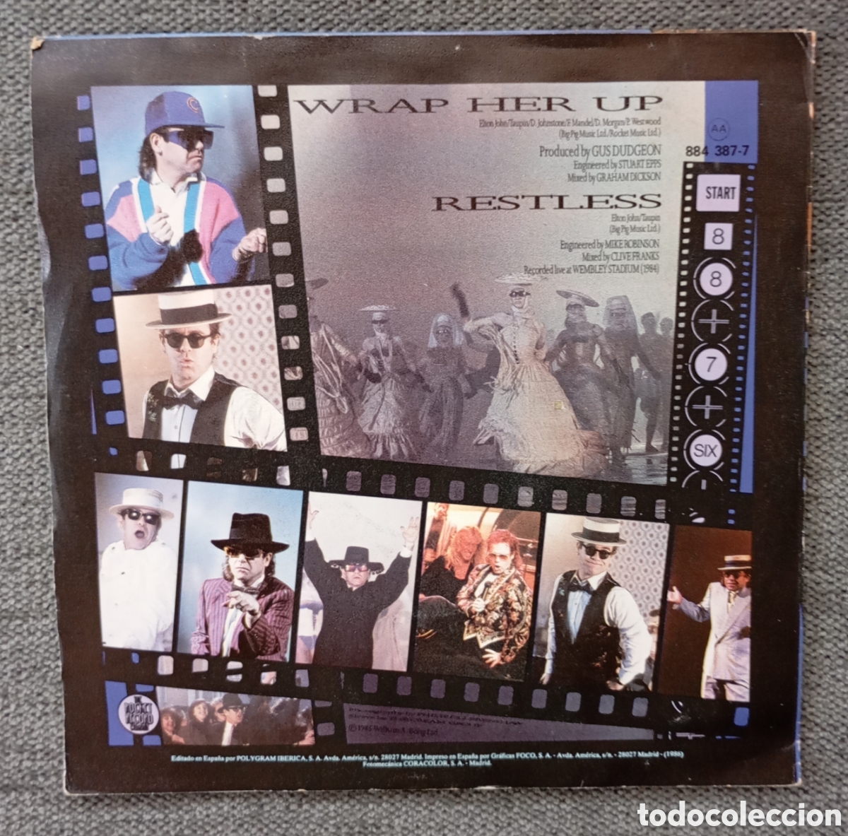 Discos de vinilo: Elton John. Wrap Her Up/ Restless. Single 7&rdquo;, a&ntilde;o 1985. - Foto 2