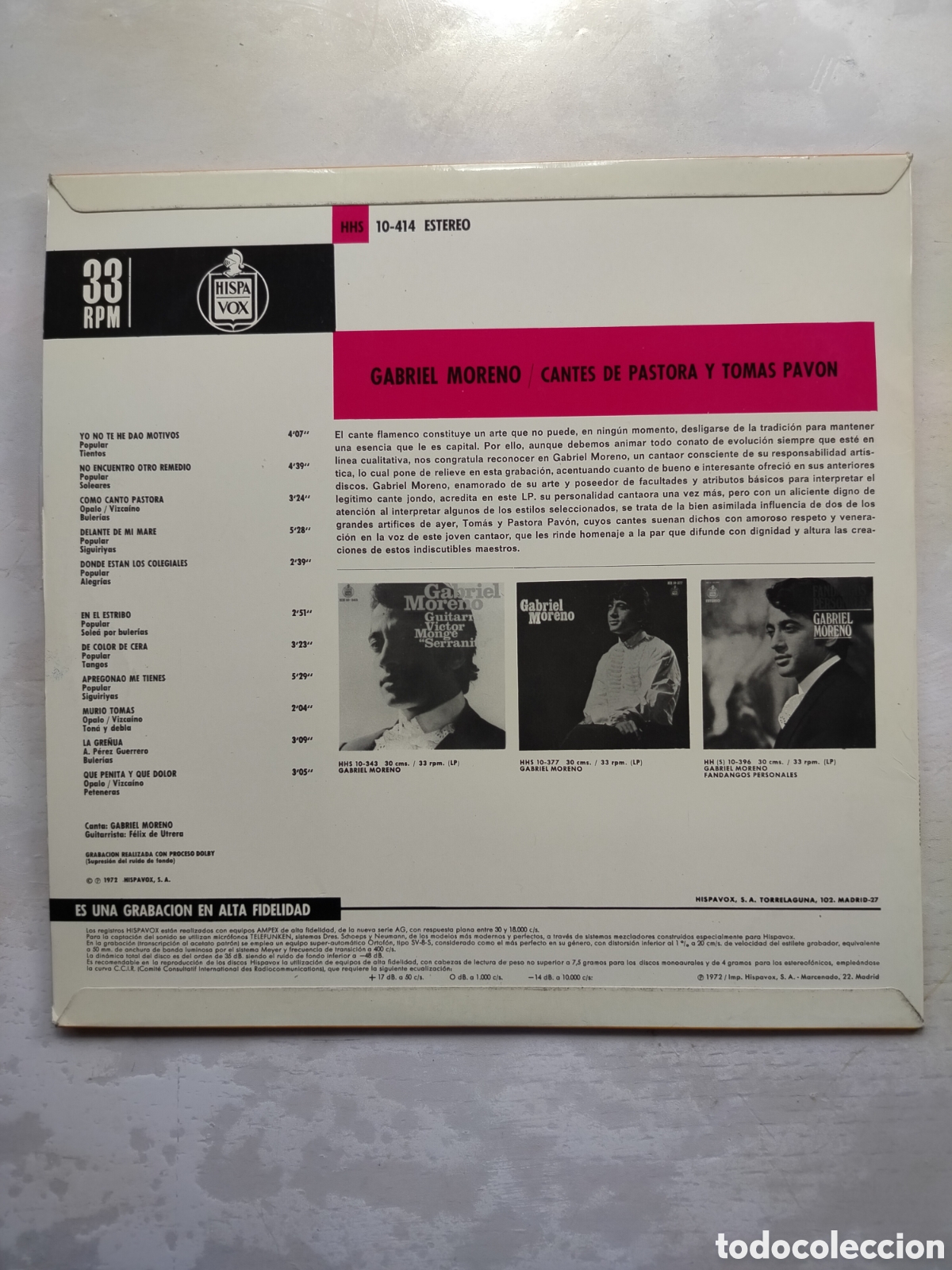 Discos de vinilo: Gabriel Moreno LP 72 - Foto 2