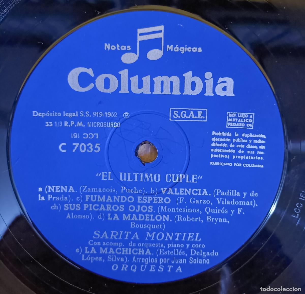 Discos de vinilo: Vinilo LP Sara Montiel EL ULTIMO CUPLE. - Foto 4