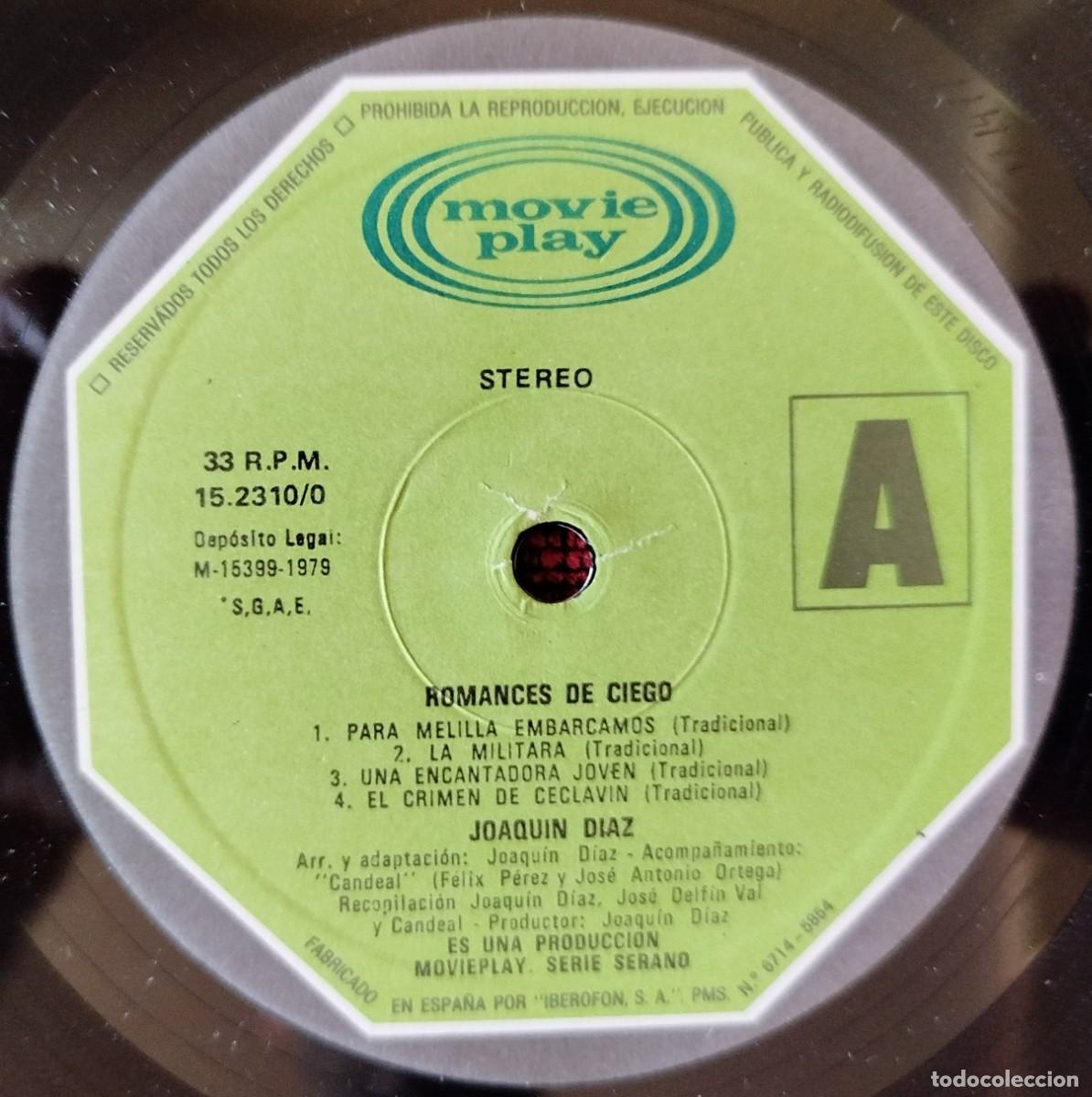Discos de vinilo: JOAQUIN DIAZ ** Romances De Ciego ** VINILO LP 1979 - Foto 3