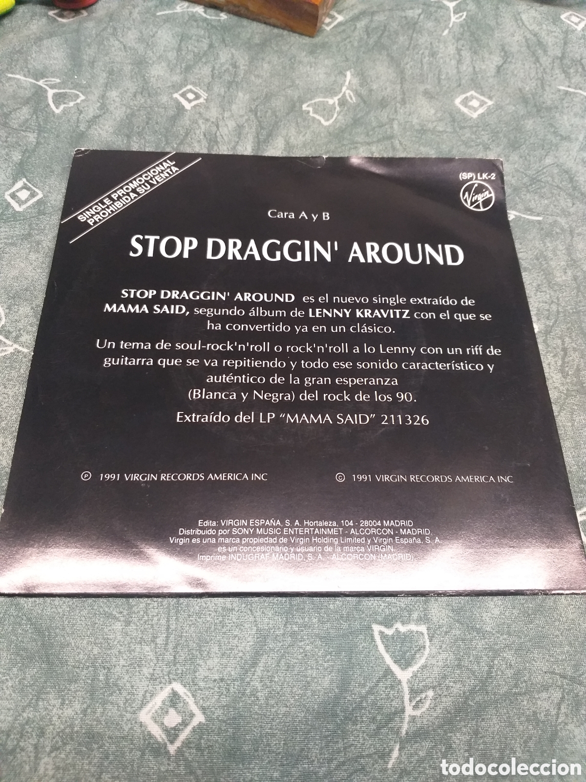 Discos de vinilo: Single vinilo Lenny Kravitz. Promo. 1991 - Foto 2