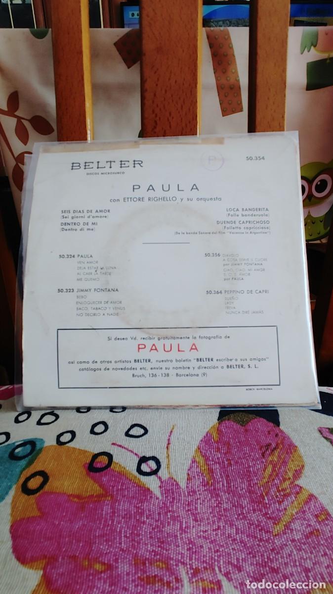 Discos de vinilo: PAULA-EP SEIS DIAS DE AMOR +3 - Foto 2