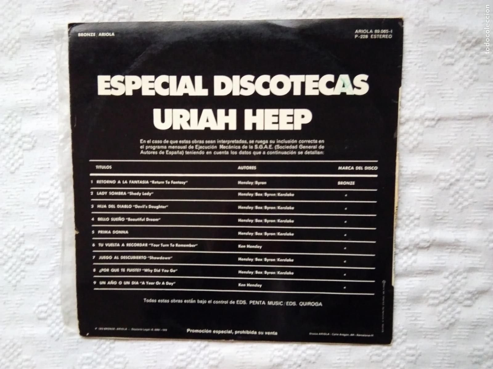 Discos de vinilo: URIAH HEEP ESPECIAL DISCOTECAS - Foto 4