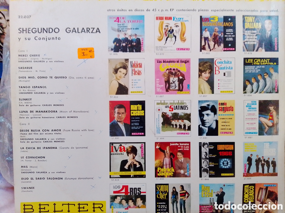 Discos de vinilo: SHEGUNDO GALARZA Y SU CONJUNTO. BELTER. 1966. - Foto 2