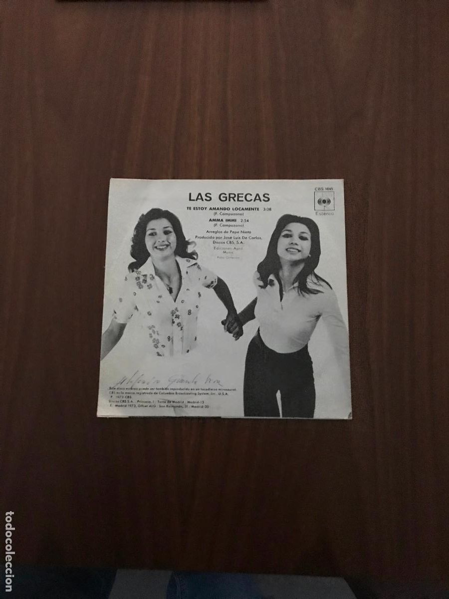 Discos de vinilo: SINGLE , LAS GRECAS , TE ESTOY AMANDO LOCAMENTE , CBS - Foto 1