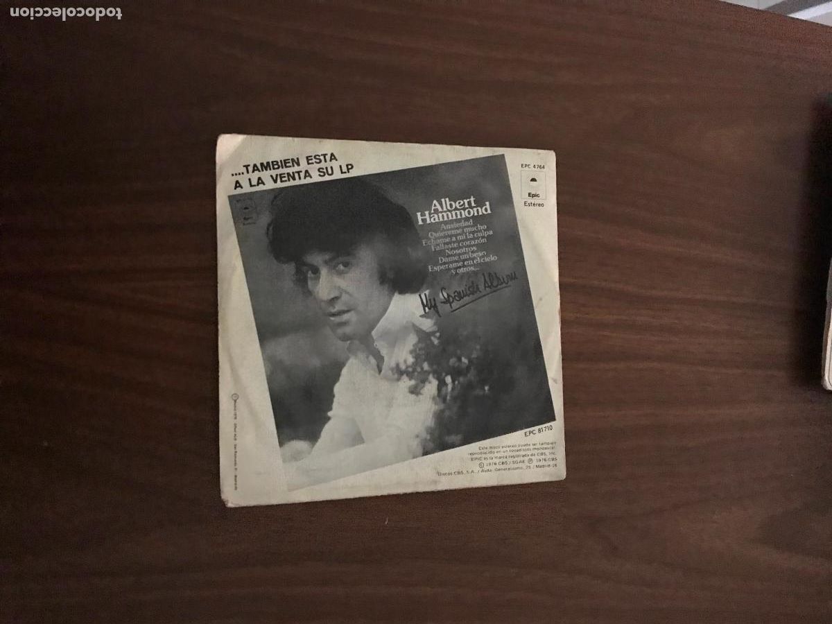 Discos de vinilo: SINGLE ALBERT HAMMOND , ANSIEDAD , EPIC - Foto 2