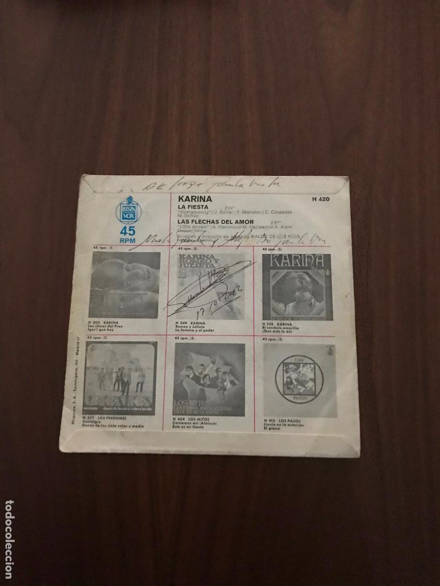 Discos de vinilo: SINGLE KARINA , LAS FLECHAS DEL AMOR , HISPAVOX - Foto 2