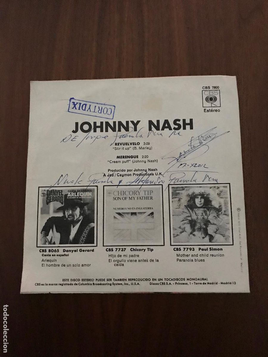 Discos de vinilo: SINGLE JOHNNY NASH , REVUELVELO , CBS - Foto 2