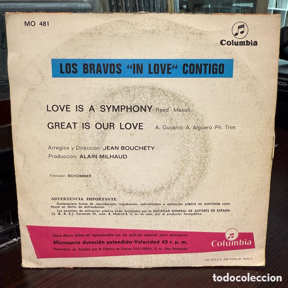 Discos de vinilo: Los Bravos - &rdquo;In Love&rdquo; Contigo (7&rdquo;) - Foto 2