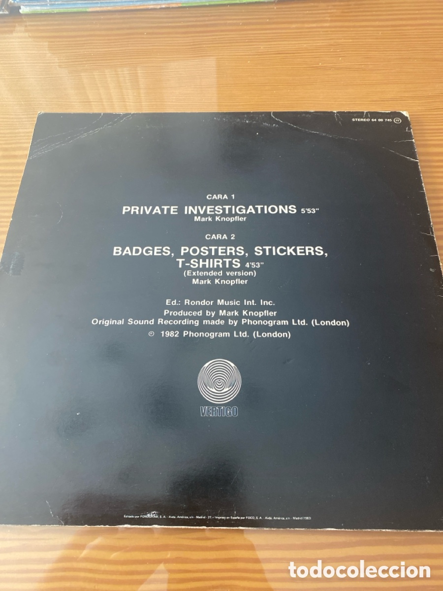 Discos de vinilo: Maxi-Single de Dire Straits &rdquo;Private Investigations&rdquo; - Foto 2