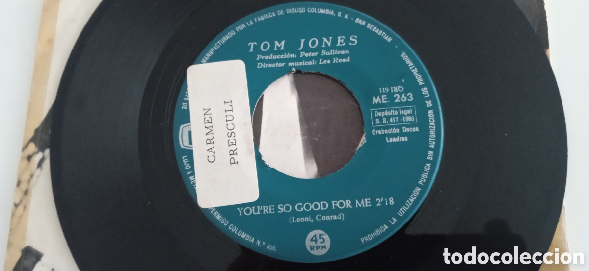 Discos de vinilo: TOM JONES - To make a big man cry (1966) single - Foto 5