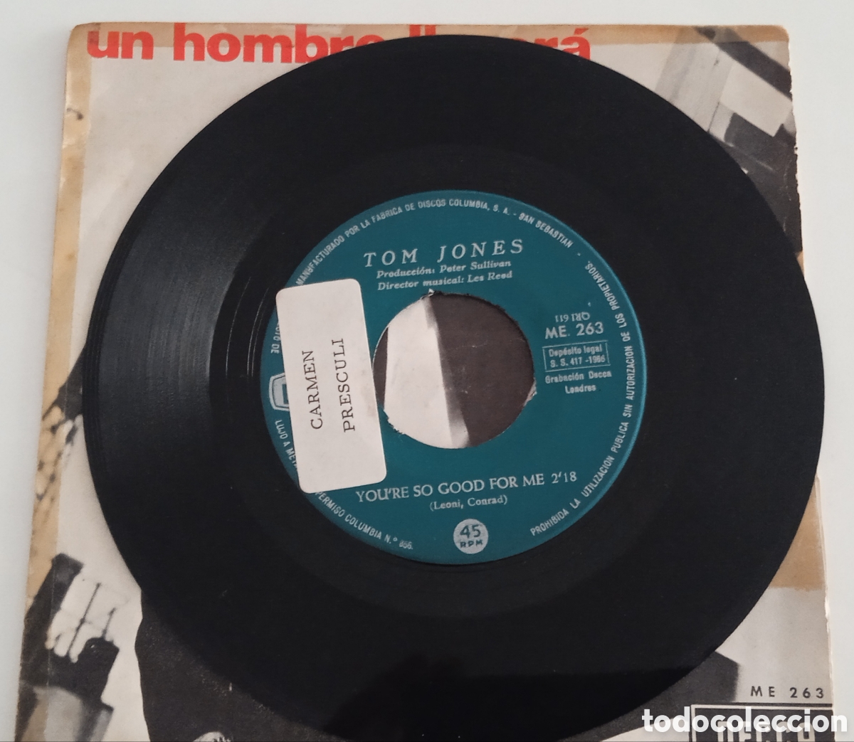 Discos de vinilo: TOM JONES - To make a big man cry (1966) single - Foto 6