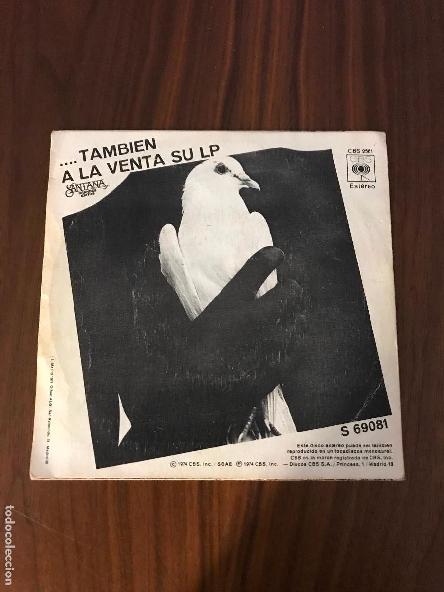Discos de vinilo: SINGLE SANTANA , SAMBA PA TI , CBS - Foto 2