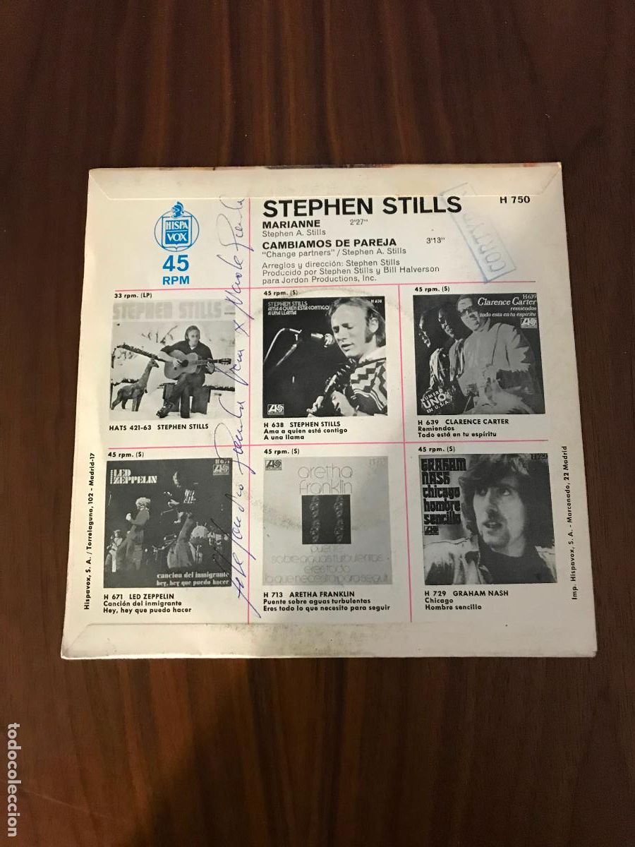 Discos de vinilo: SINGLE STEPHEN STILLS , CAMBIAMOS DE PAREJA , HISPAVOX - Foto 2