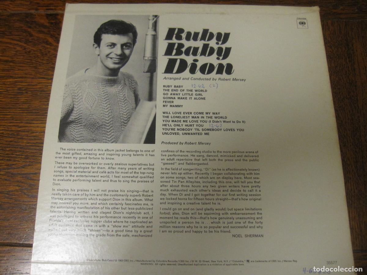 Discos de vinilo: DION &rdquo;Ruby Baby&rdquo; USA 1963 - Foto 2