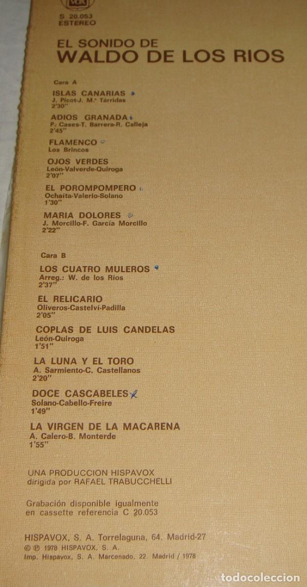 Discos de vinilo: WALDO DE LOS RIOS - EL SONIDO DE LP SPAIN 1978 - Foto 3