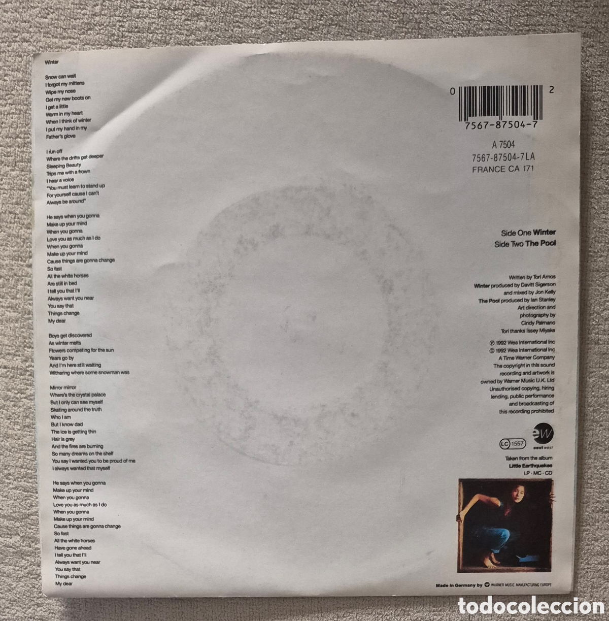 Discos de vinilo: SINGLE - TORI AMOS - WINTER -1992 - Foto 2