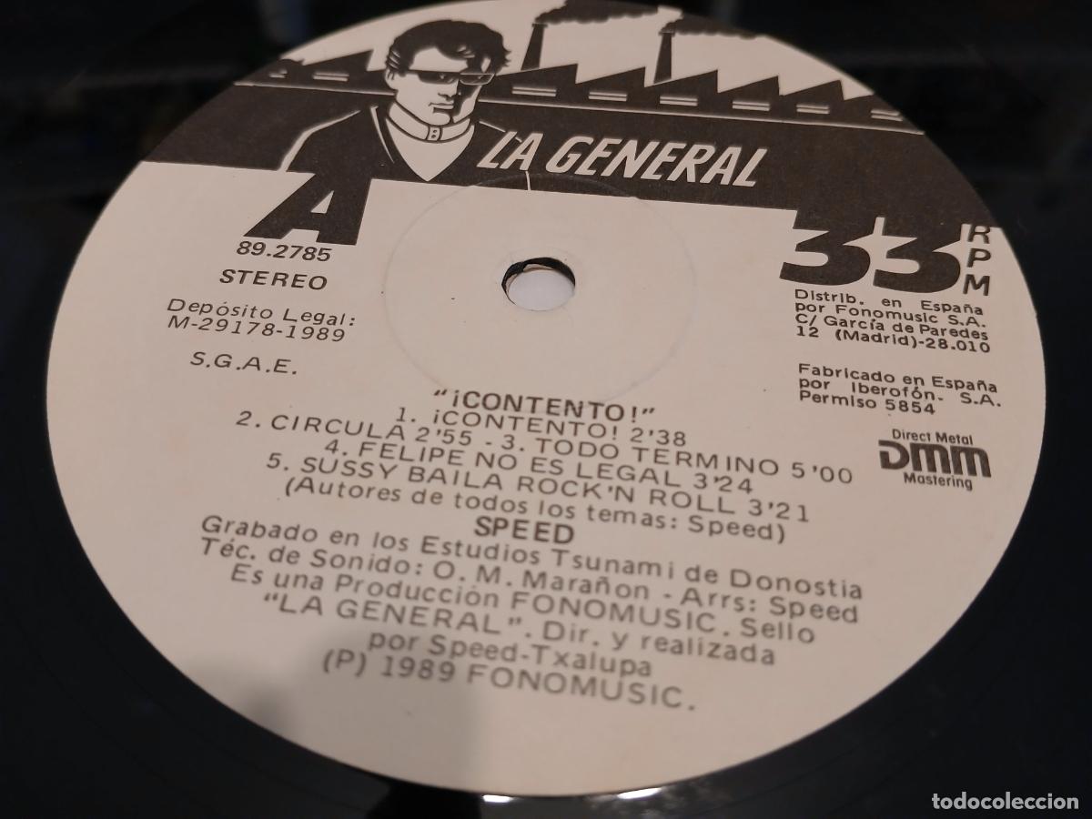 Discos de vinilo: SPEED -CONTENTO- (1989) LP DISCO VINILO - Foto 2