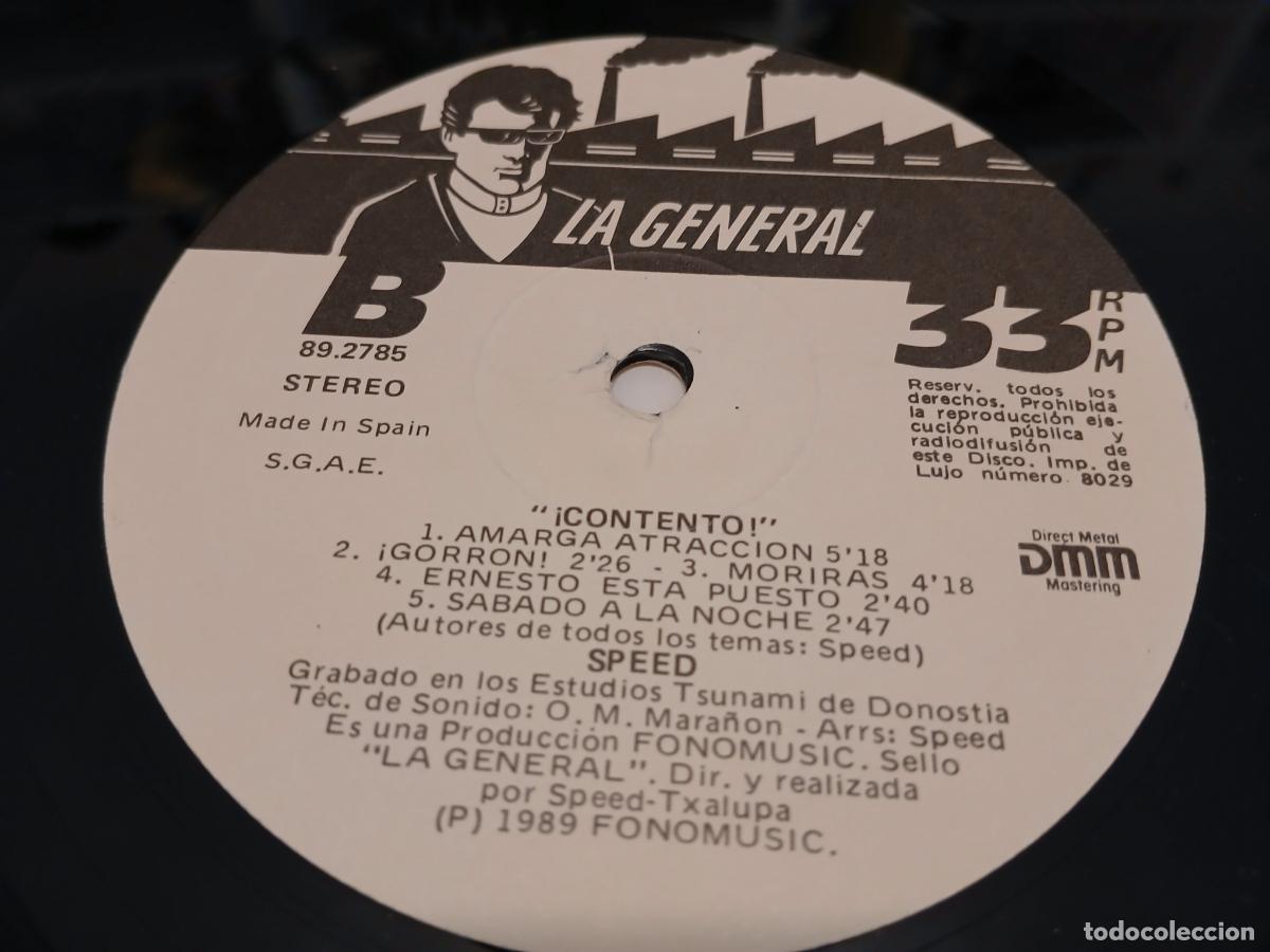Discos de vinilo: SPEED -CONTENTO- (1989) LP DISCO VINILO - Foto 3