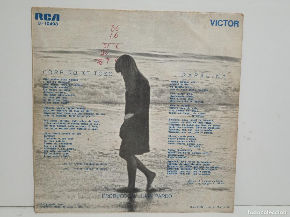 Discos de vinilo: Andres Do Barro - Corpi&ntilde;o Xeitoso / Rapaci&ntilde;a - Single - 1970 - Foto 2