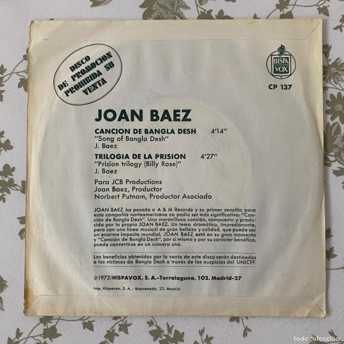 Discos de vinilo: JOAN BAEZ CANCION DE BANGLA DESH - Foto 2