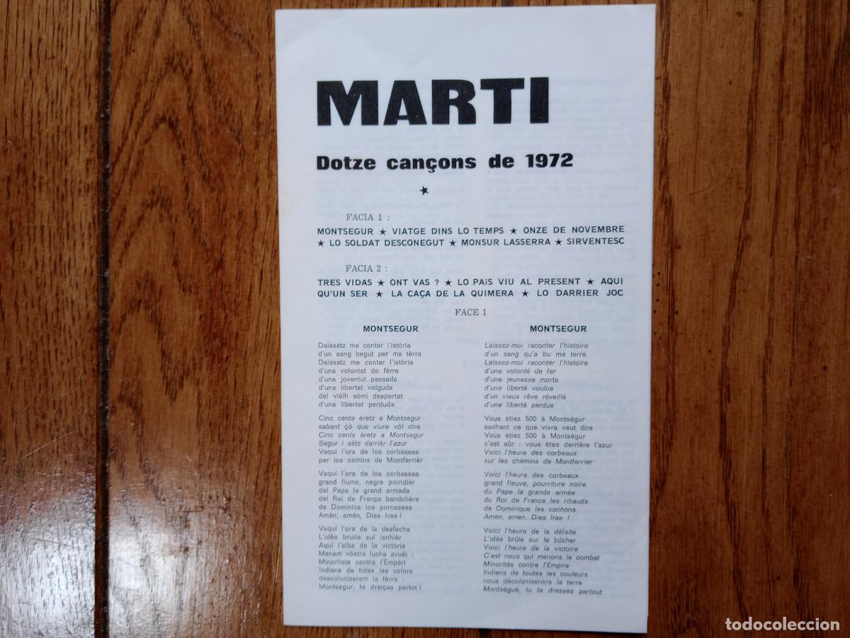 Discos de vinilo: Marti - Montsegur! Cantautor occitano - Foto 3